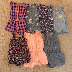 7 Rompers-baby girl size 6 months